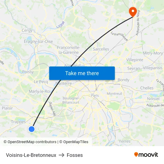 Voisins-Le-Bretonneux to Fosses map