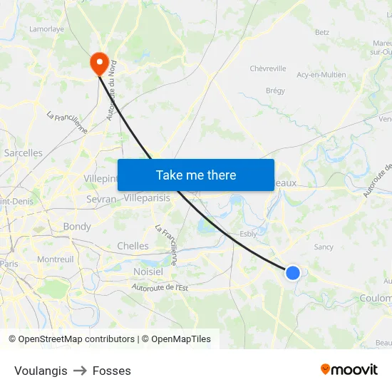 Voulangis to Fosses map