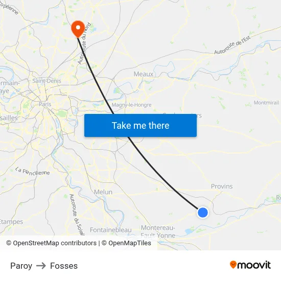Paroy to Fosses map