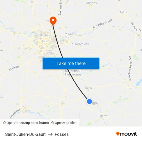 Saint-Julien-Du-Sault to Fosses map
