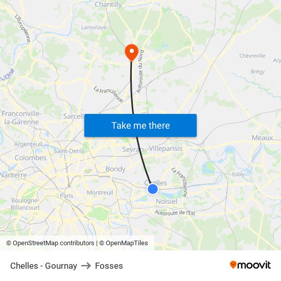 Chelles - Gournay to Fosses map