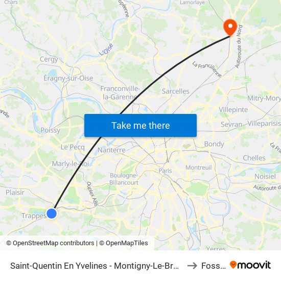 Saint-Quentin En Yvelines - Montigny-Le-Bretonneux to Fosses map