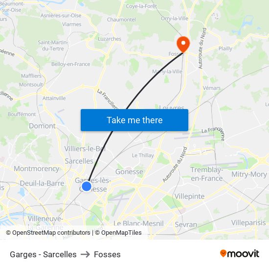 Garges - Sarcelles to Fosses map
