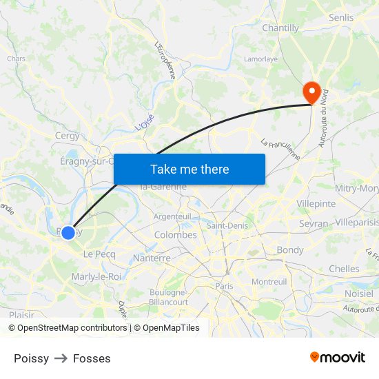 Poissy to Fosses map