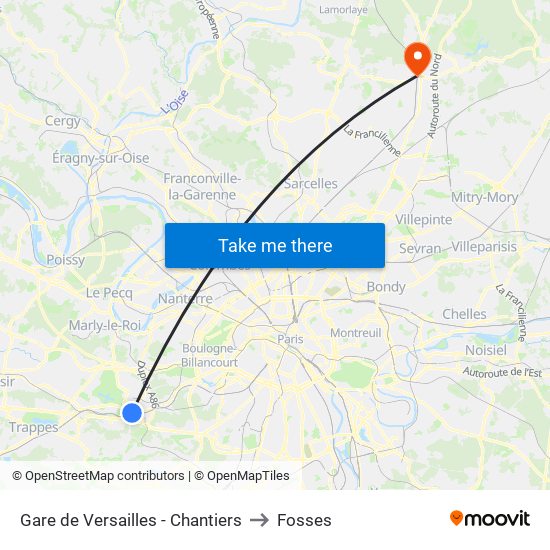 Gare de Versailles - Chantiers to Fosses map