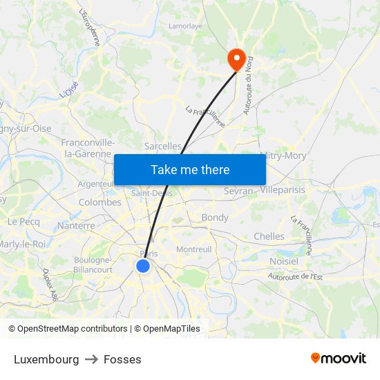 Luxembourg to Fosses map