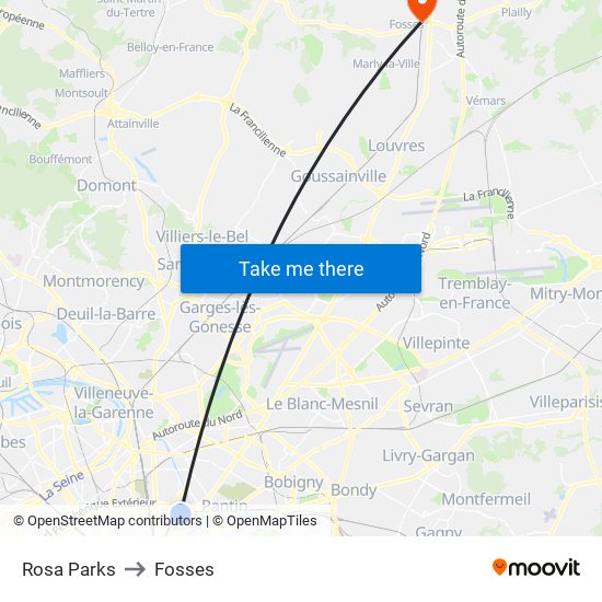 Rosa Parks to Fosses map