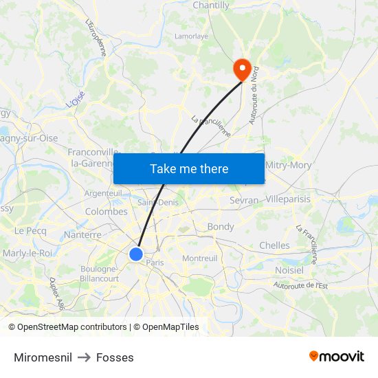 Miromesnil to Fosses map