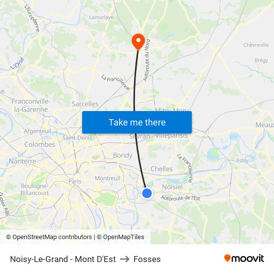Noisy-Le-Grand - Mont D'Est to Fosses map