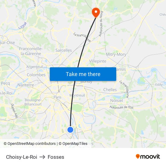 Choisy-Le-Roi to Fosses map