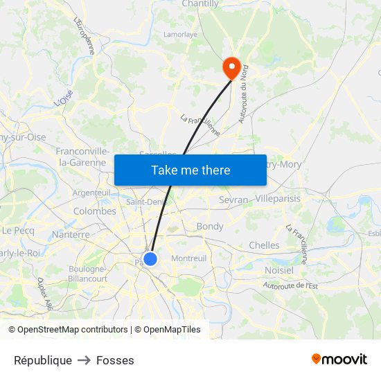 République to Fosses map