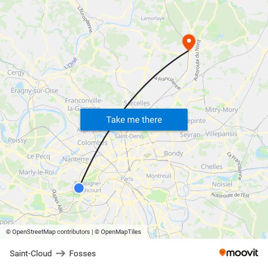 Saint-Cloud to Fosses map
