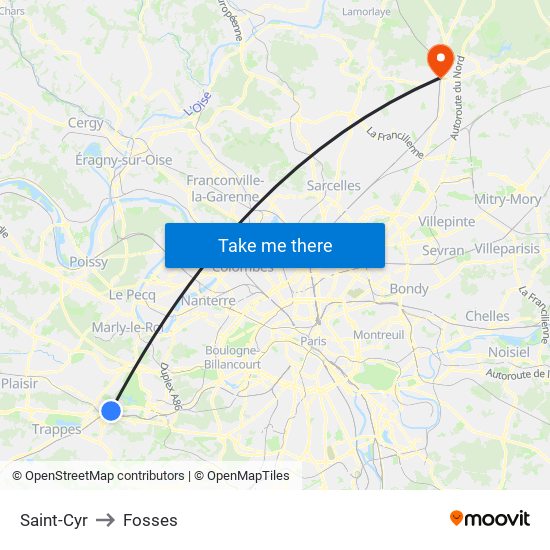 Saint-Cyr to Fosses map