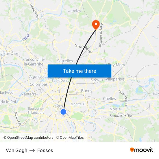 Van Gogh to Fosses map