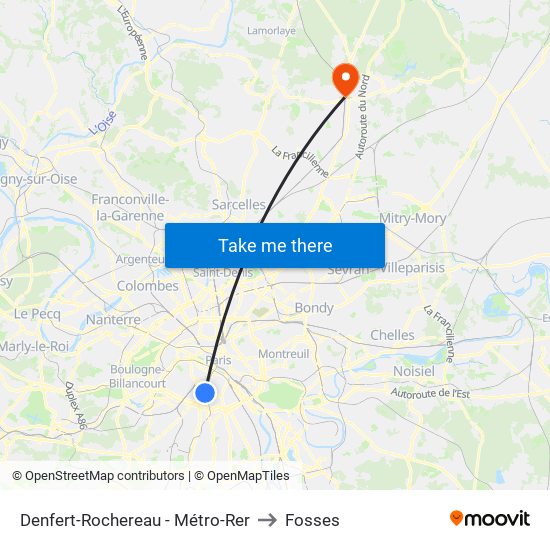 Denfert-Rochereau - Métro-Rer to Fosses map