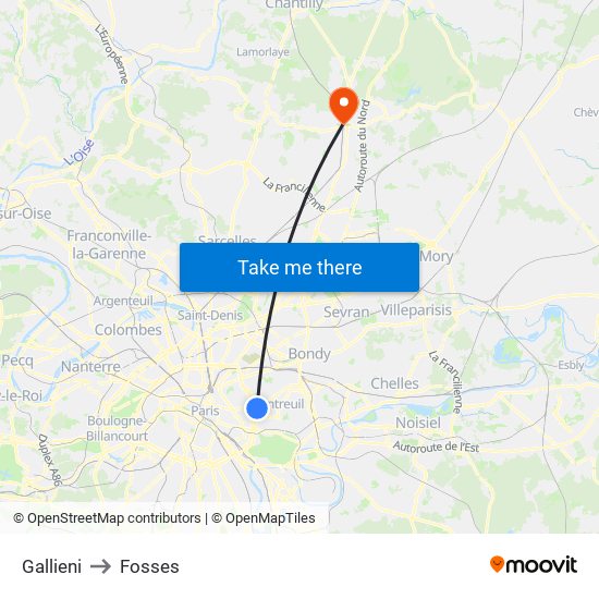 Gallieni to Fosses map