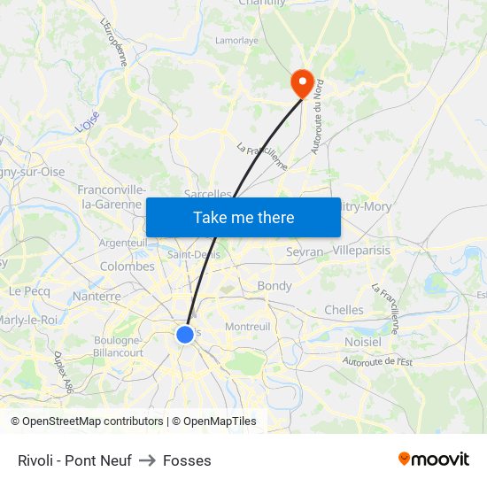 Rivoli - Pont Neuf to Fosses map