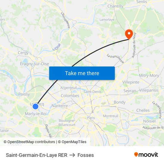 Saint-Germain-En-Laye RER to Fosses map