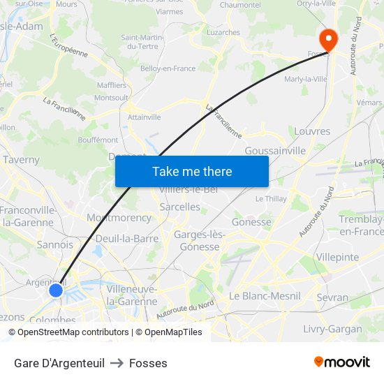 Gare D'Argenteuil to Fosses map