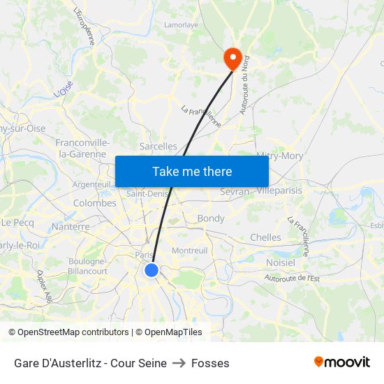Gare D'Austerlitz - Cour Seine to Fosses map