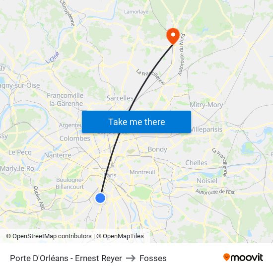 Porte D'Orléans - Ernest Reyer to Fosses map