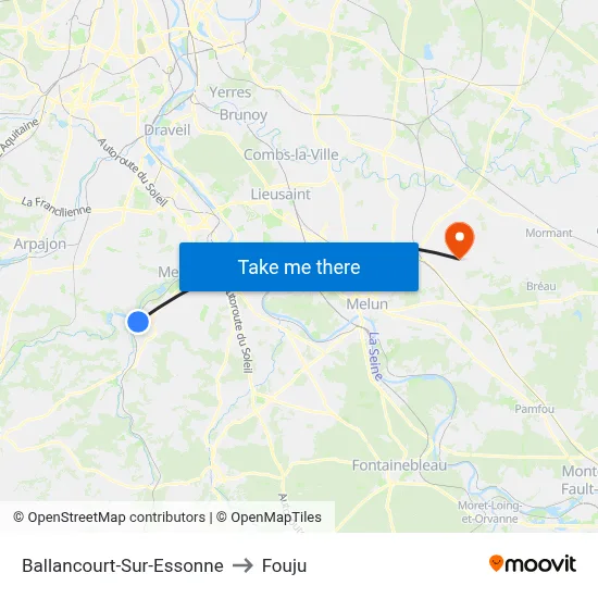 Ballancourt-Sur-Essonne to Fouju map