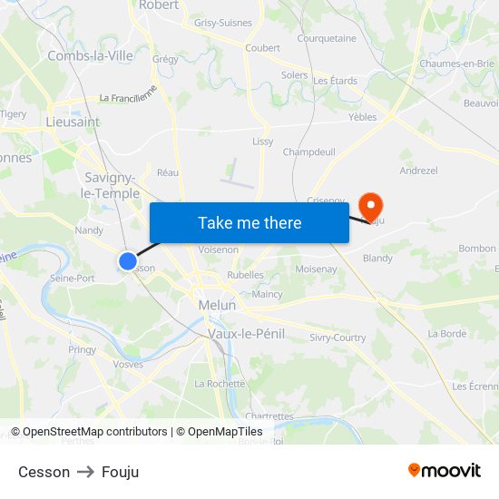 Cesson to Fouju map