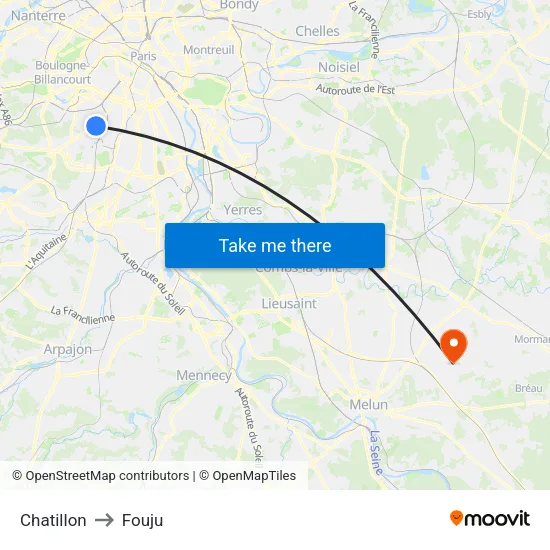 Chatillon to Fouju map