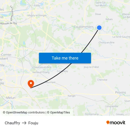 Chauffry to Fouju map