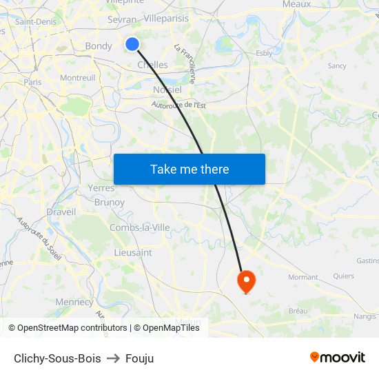 Clichy-Sous-Bois to Fouju map