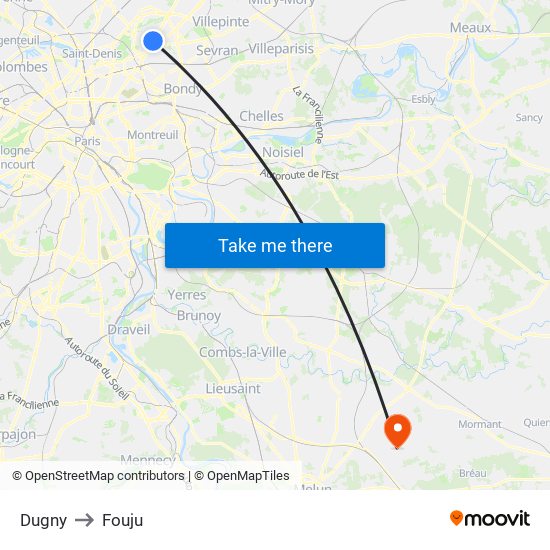 Dugny to Fouju map