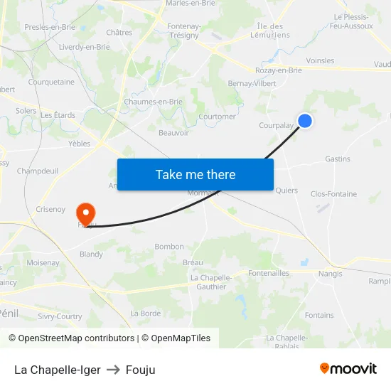 La Chapelle-Iger to Fouju map