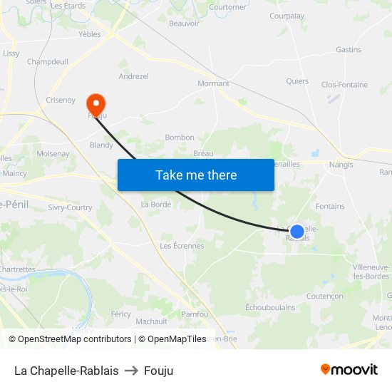 La Chapelle-Rablais to Fouju map