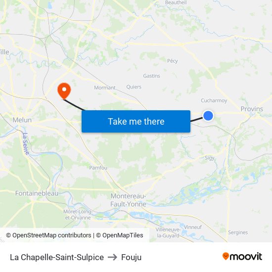 La Chapelle-Saint-Sulpice to Fouju map