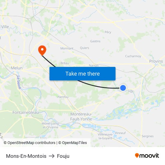 Mons-En-Montois to Fouju map