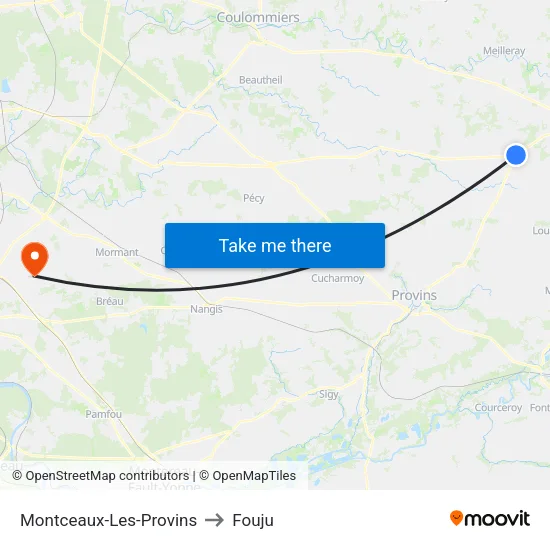 Montceaux-Les-Provins to Fouju map