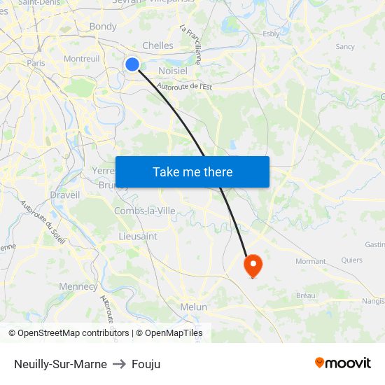 Neuilly-Sur-Marne to Fouju map