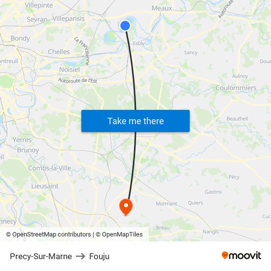 Precy-Sur-Marne to Fouju map