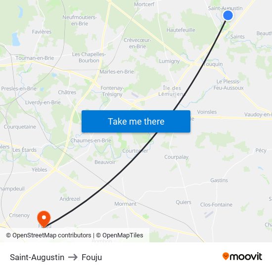 Saint-Augustin to Fouju map