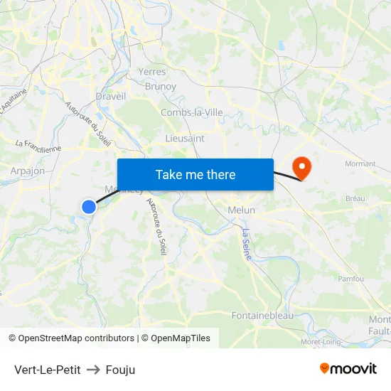 Vert-Le-Petit to Fouju map