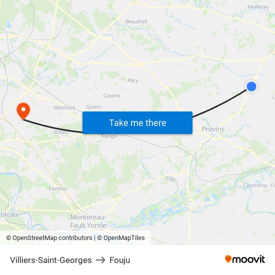 Villiers-Saint-Georges to Fouju map