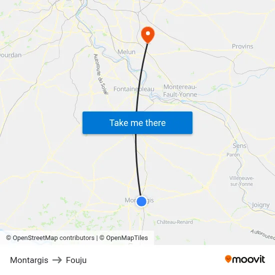 Montargis to Fouju map