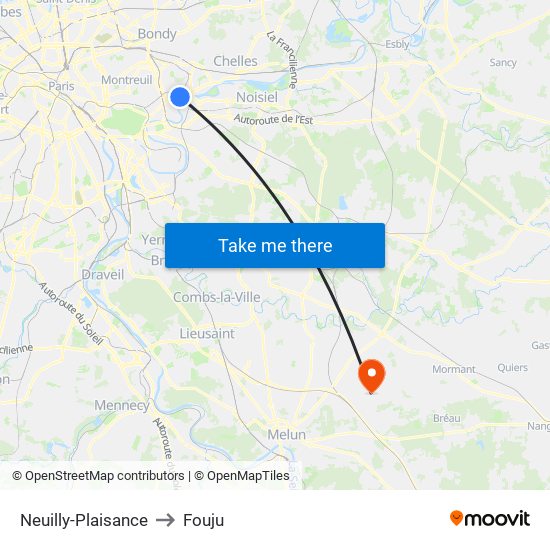 Neuilly-Plaisance to Fouju map