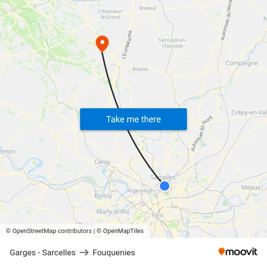 Garges - Sarcelles to Fouquenies map