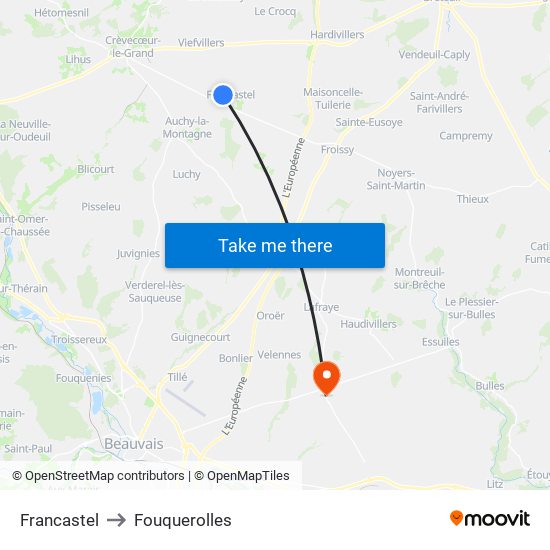 Francastel to Fouquerolles map