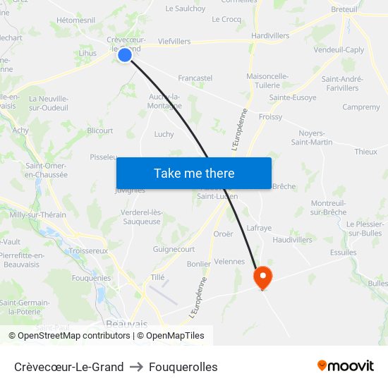 Crèvecœur-Le-Grand to Fouquerolles map