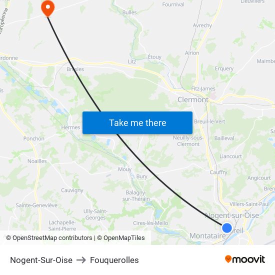 Nogent-Sur-Oise to Fouquerolles map