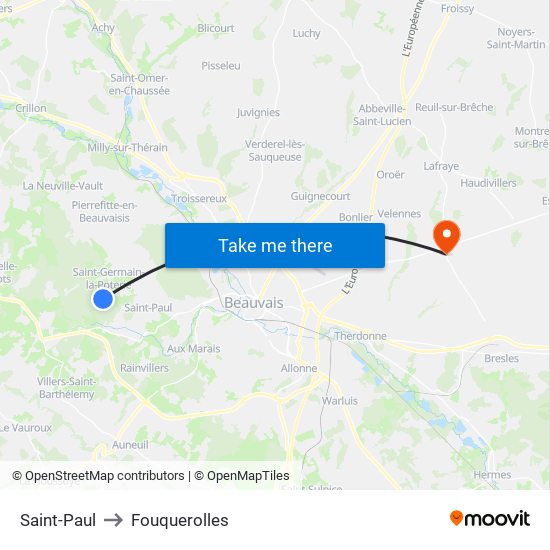 Saint-Paul to Fouquerolles map