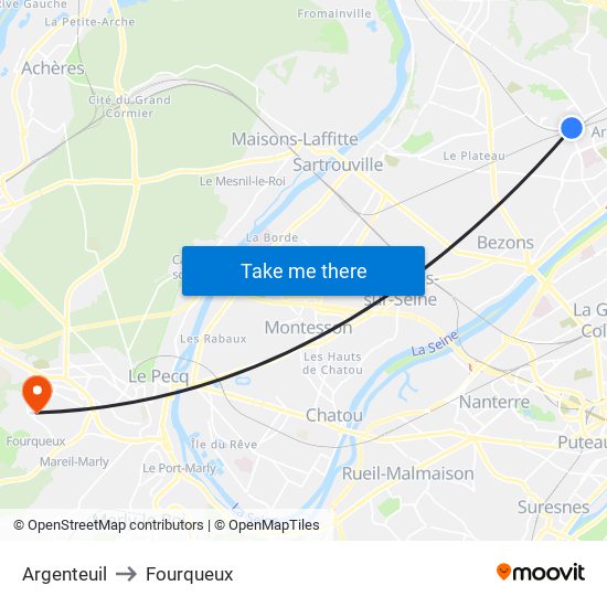 Argenteuil to Fourqueux map