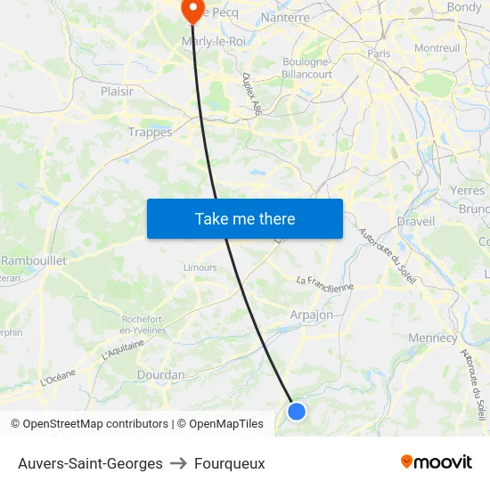 Auvers-Saint-Georges to Fourqueux map
